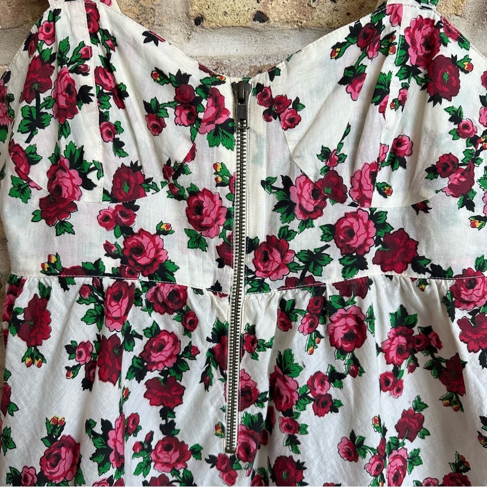Topshop Tank w/ Pink Roses & Zipper - Picture 2 of 7
